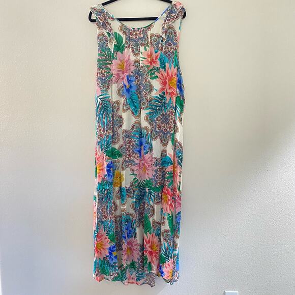 Johnny Was Plus Size Hosta Printed Maxi Dress Sz 3X - Picture 2 of 8